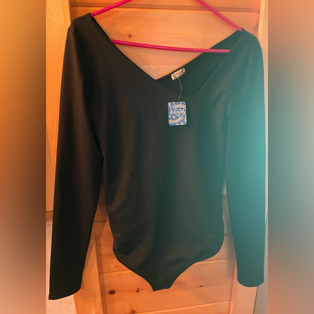 Free People black large bodysuit NWT